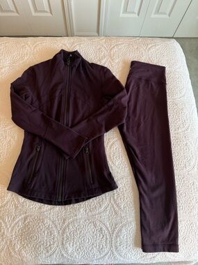 lululemon athletica Deep Plum Zip Jacket & Leggings Set